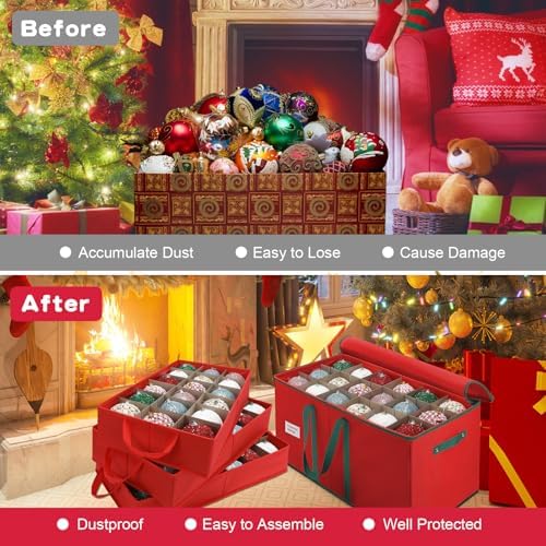Large Christmas Ornament Storage Box Keeps 54 4" & 3 Individual Trays