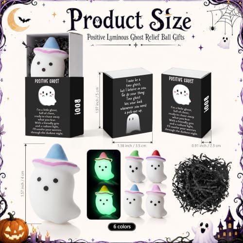 72 Sets Halloween Positive Gifts Luminous Ghost Desk Decor Trinkets, White