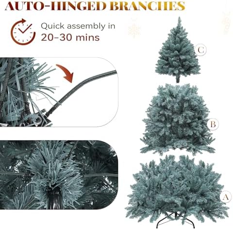 YITAHOME 6ft Prelit Blue Christmas Tree w/Adjustable Lighting System