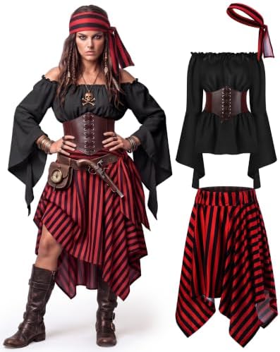 Shihanee Women Pirate Costume Outfits Renaissance Halloween
