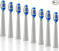8-Pack Pop Sonic Replacement Electronic Toothbrush Heads, Compatible with Go Sonic, USB, Pro Sonic Toothbrushes w/Soft Dupont Tynex Nylon Bristles