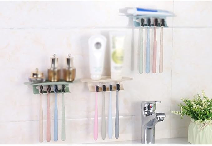 Toothbrush Rack Hanging Toothbrush Holder without Punching Toothpaste Holder Blue Pink Storage Rack Suitable for Bathroom and Kitchen Bathroom Toothbrush Holder(B), S18cm