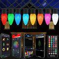 Gemce Smart C9 Christmas Outdoor Lights,132FT 200LEDs RGB String Lights, APP/Remote Control, DIY Modes & Music Sync, Color Changing Holiday Lights for Xmas Tree, House, Party Decoration