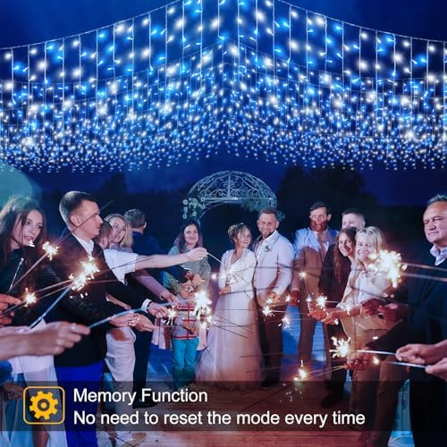33ft Blue and White Christmas Lights Outdoor Icicle Lights for Outside 400L