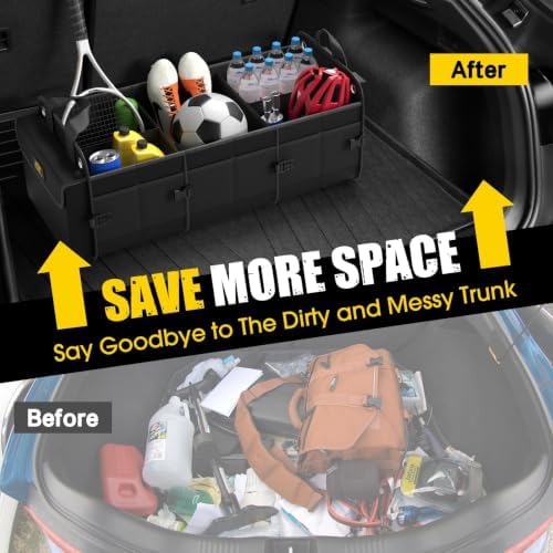 MIKKUPPA Trunk Organizer with Cooler - 100L Collapsible Car Organizer,Black
