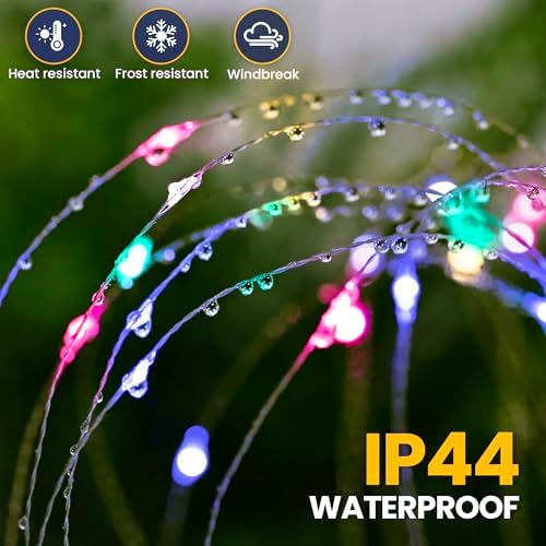 GIGALUMI 8 Pack Solar Firework Lights Outdoor, Garden Decor, Multicolored
