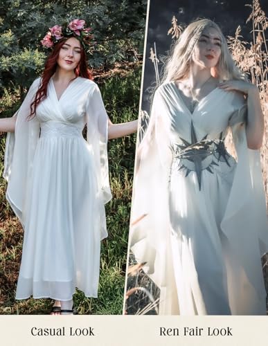 Scarlet Darkness Women's Renaissance Costume V Neck Medieval Fairy Dresses