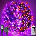 WATERGLIDE 1000 LED Halloween String Lights, 328 FT Green Wire LED Decorative Fairy Lights with Remote & 8 Modes, Waterproof for Outdoor Xmas Holiday Party Garden Wedding Home Decor, Orange & Purple