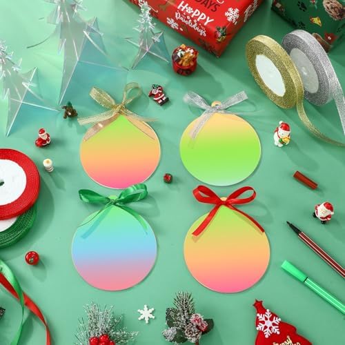 Sumind 36 Pcs 4 Inch Blank Acrylic Christmas Ornaments, Iridescent
