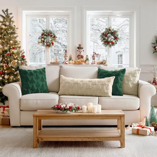 MIULEE Christmas Throw Pillow Cover Beige 14x36 Lumbar Body