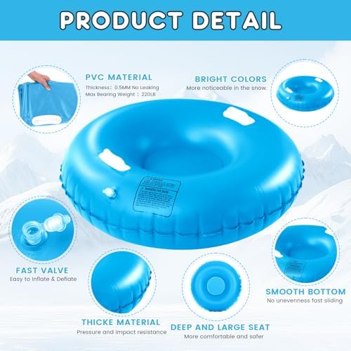 Shappy 3 Pack Inflatable Snow Tubes Handles