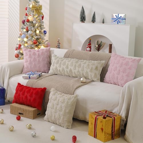 DFXSZ Christmas Tree Pillow Covers 14x36 Set of 2 Christmas Decor Beige