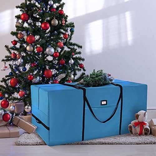 Hearth & Harbor Christmas Tree Storage Bag - Artificial Christmas Tree Bag with Reinforced Handles, Dual Zipper, Wide Opening - Storage Container for Trees and Decorations, 7.5 + 9 FT - 600D Oxford