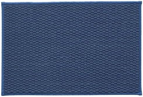 TYUU Bathroom Rugs Non Slip Washable, Super Absorbent Thin Bath Mat Small Quick Dry Low Pile Bathroom Rug, Navy Blue 16"x24"