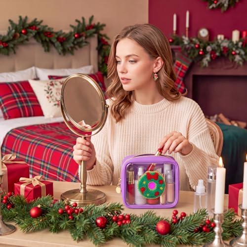 Abbylike 6 Pcs Christmas Preppy Patch Makeup Bags Bulk Polyester Holiday Makeup Bag Skincare Pouch Xmas Zipper Cosmetic Pouch Preppy Thing for Travel Christmas Women Gift (Classic, Multicolor)