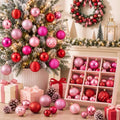 Lunmon 64 Pcs Christmas Ball Ornaments Red Pink and Hot Pink Xmas Bulbs