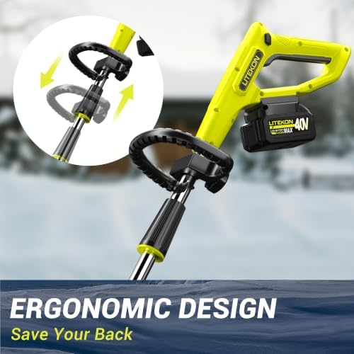 Litekon 40V Brushless Cordless Snow Shovel, 13-Inch Electric Snow Blower with 2X 4.0Ah Batteries, Battery-Powered Snow Removal with 25FT Throw Distance for Patio, Deck, Driveway，Green
