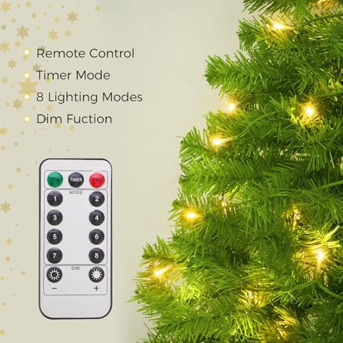 5ft Whimsical Christmas Tree with LED Lights - Artificial Christmas Tree with Timer & 8 Lighting Modes for Indoor Home Living Room Office Decor, Xmas Holiday Decorations