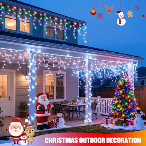 JMEXSUSS Color Changing Icicle Lights Outdoor Waterproof, 11 Modes 400 LED