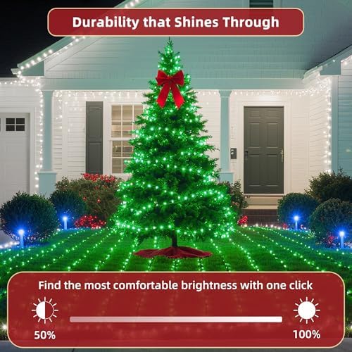 240ft Outdoor Christmas Lights, 750 LED Super Long String Lights 12 Modes & Timer Memory, Dimmable Outsite Waterproof Light Strings for Xmas Tree Garden Wedding Party Holiday Decorations Green