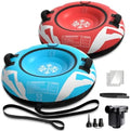 Snow Tube for Sledding Heavy Duty, Inflatable Snow Sled Innertube with Air Pump & Premium Canvas Cover for Kids Adult with Thickened Bottom, Towable Rope (2 Pack)