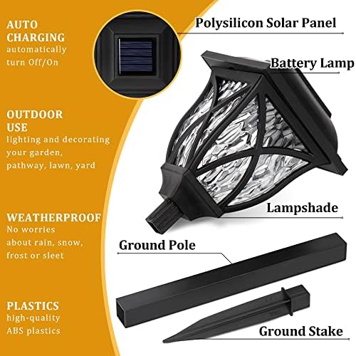 GIGALUMI 6 Pack Solar Lights Outdoor Waterproof, LED Solar Garden Lights