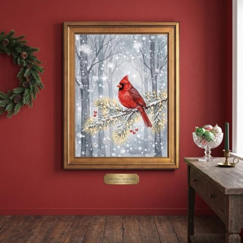 Framed Red Cardinal Winter Canvas Art Gold Frame Inch 8x10