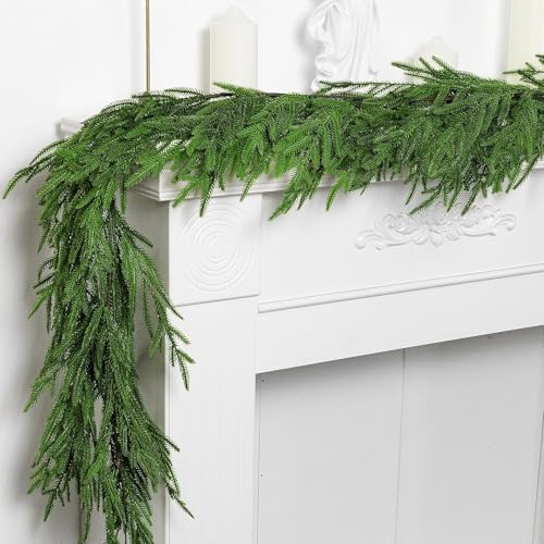 6 Ft Christmas Norfolk Pine Garland, Dense Realistic Pine Garland Ornament