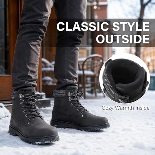 Mens Winter Snow Boots Waterproof Warm Work Ankle Booties