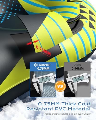 69 inch 2 Seats Snow Tube Inflatable with Towable Leash 450 lbs Capacity