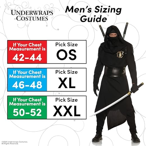 UNDERWRAPS Deluxe Hooded Cloak Grim Reaper Costume for Men, Includes Foam Skeleton Chest Plate, Mask & Oversized Hands
