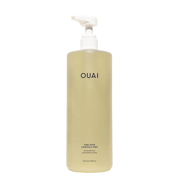 OUAI Fine Hair Shampoo - Salon Size Biotin Thickening Shampoo for Fine, Thin Hair - Volumizing and Strengthening with Keratin and Chia Seed Oil - Lightweight, Color-Safe, Sulfate Free, 32 Oz