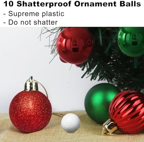 Red & Green 3.2" Large Christmas Balls - Christmas Tree Decoration Ornaments Shatterproof Hanging Balls for Birthday Halloween Holiday Wedding Decorations Set of 10pcs
