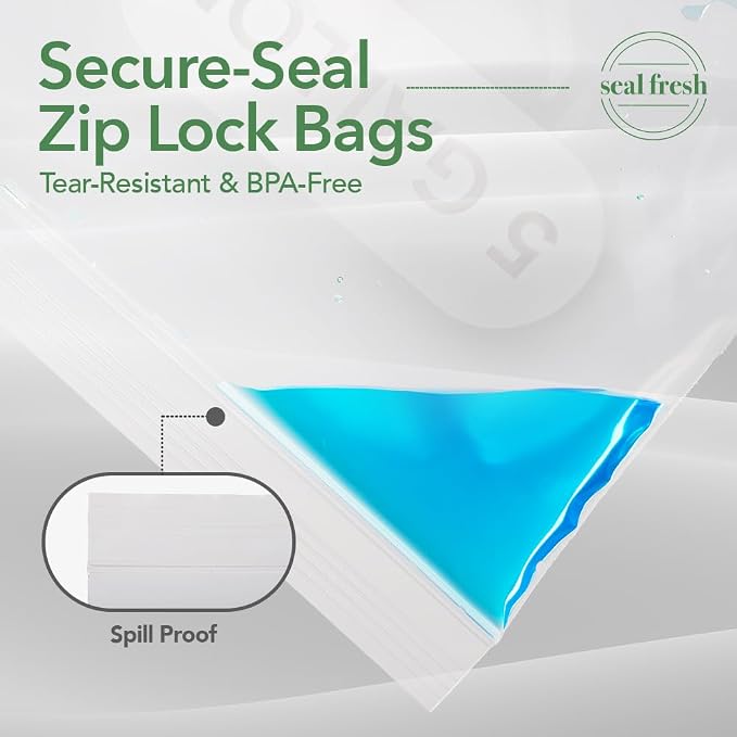 Seal Fresh 5 Gallon Large Plastic Storage Bags – 18" x 24" (90 Count) – Reusable XXL Extra Large Clear Jumbo Zip Bags with Sealable Zipper Top For Clothes, Travel, Moving