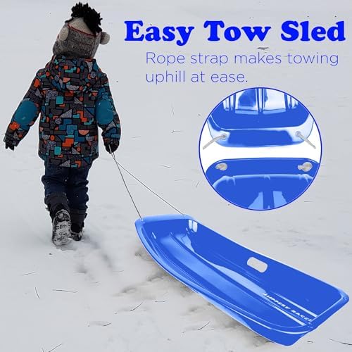 Slippery Racer Downhill Sprinter Flexible Kids Toddler Plastic Cold-Resistant Toboggan Snow Sled with Pull Rope and Handles -35 Inch