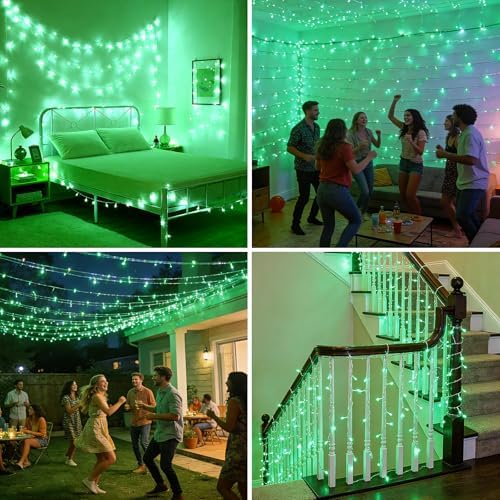 Pooqla 500 LED Green Halloween Lights Outdoor String Lights, 164 ft
