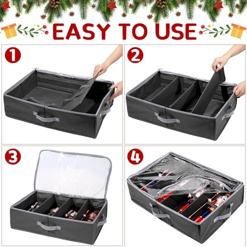 Preboun 4 Pack Christmas Nutcracker Storage Box Clear Top,Black