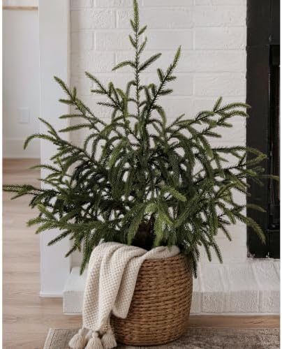 Christmas Decorations - 24" Real Touch Artificial Pine Tree in Black Pot