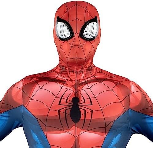 MARVEL Spider-Man Official Adult Deluxe Zentai Halloween Costume - Stretch Spandex with Hidden Zippers and Wrist Slits