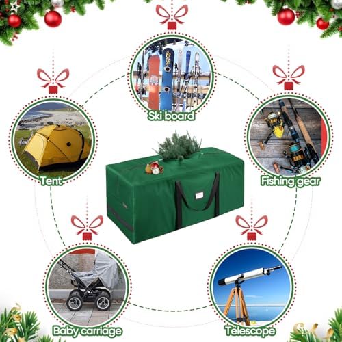 BALEINE 7.5 ft Christmas Tree Storage Bag, Heavy Duty 900D Oxford Fabric with Reinforced Handles and Dual Zippers Wide Opening, Extra Large Storage Container (Green) (Pack of 2)