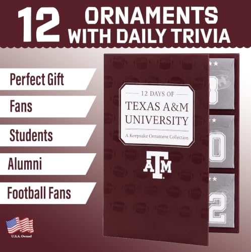 Texas A&M Aggies 12-Day Christmas Ornament Advent Calendar Football Gift