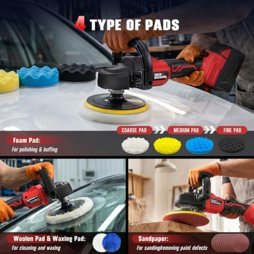 Rotary Buffer Polisher Kit for Milwaukee 18V/M18 Battery (Tool Only)