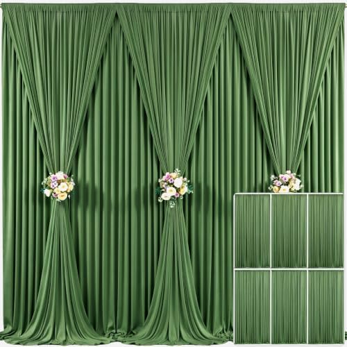 6 Panels Valley Green Backdrop Curtain for Parties Wrinkle Free Dark Green Photo Curtains Backdrop Drapes Fabric Decoration for Baby Shower Birthday Party Photography 30ft(W) x 10ft(H)