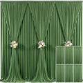 6 Panels Valley Green Backdrop Curtain for Parties Wrinkle Free Dark Green Photo Curtains Backdrop Drapes Fabric Decoration for Baby Shower Birthday Party Photography 30ft(W) x 10ft(H)