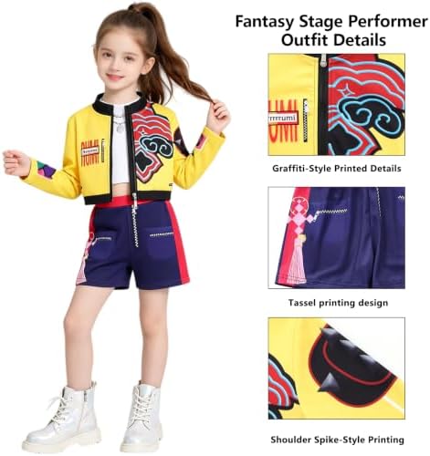 Pop Star Costume Kids Girls Fantasy Stage Outfit Halloween Costumes Set