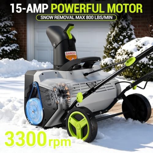 DEKOPRO 23" Electric Snow Blower, 15-Amp Corded Snow Shovel Removal Tool with Dual LED Lights, 3300RPM, Plows 800lbs/min, Snow Thrower with 25FT Throwing Distance and Adjustable Chute for Driveways
