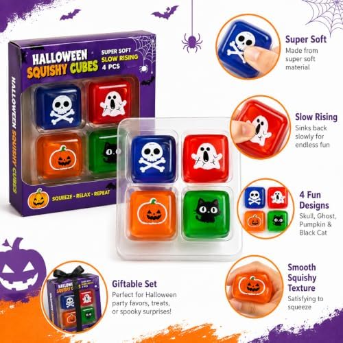 Halloween Squishy Cubes Set，4Strips/1Box