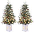 3ft Pre-Lit Artificial Mini Christmas Tree Set of 2, 78 LED Lights