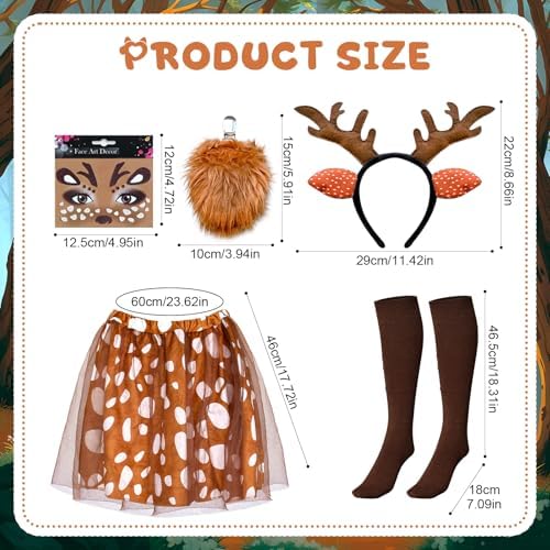 9 Pcs Halloween Couple Costume Deer and Hunter Couple Costume Accessories