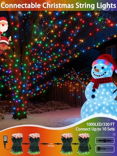 2 Pack 200LED Christmas Lights Indoor Outdoor Warm White to Multicolor